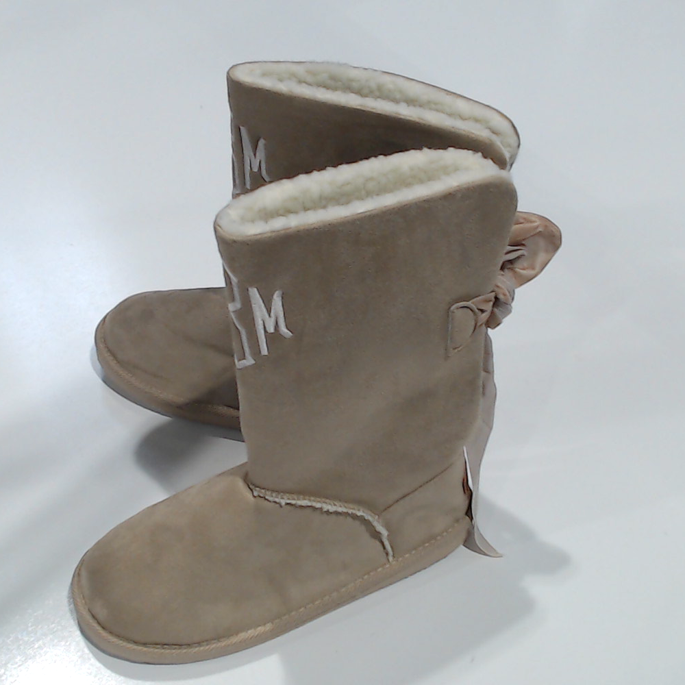 BLOOPER SHOES: Monogrammed Sherpa Tie Booties