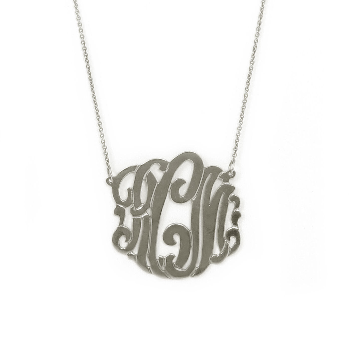Large sterling silver custom monogram necklace