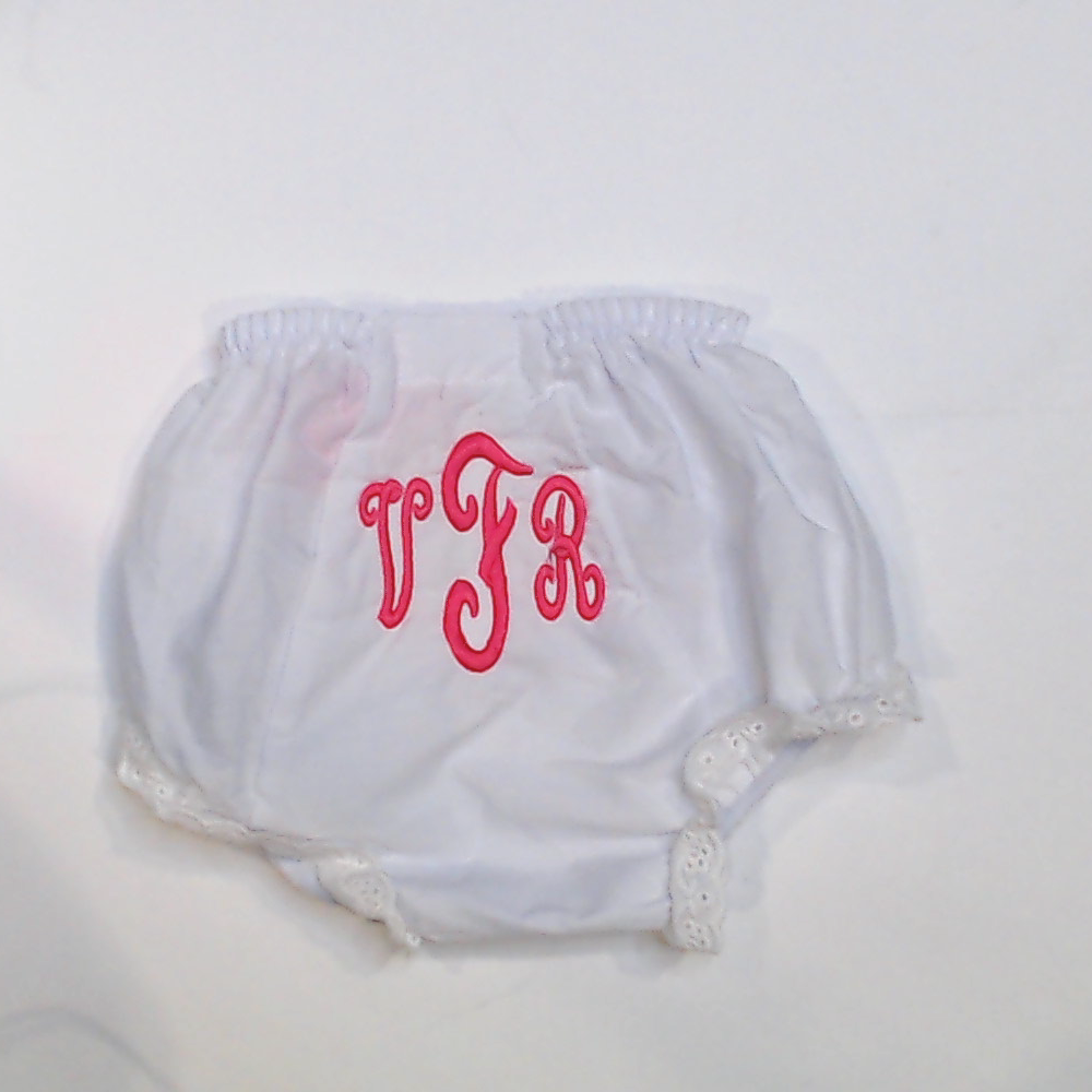 BLOOPER KIDS: Monogrammed White Eyelet Baby Bloomers