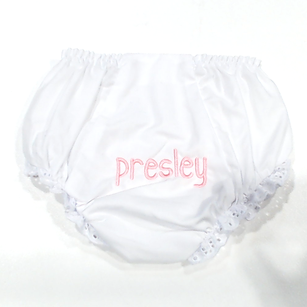 BLOOPER KIDS: Monogrammed White Eyelet Baby Bloomers
