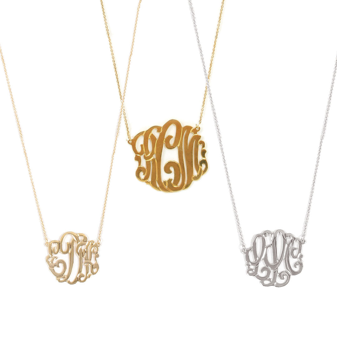 personalized 14k gold sterling silver and gold plated monogrammed signature necklace