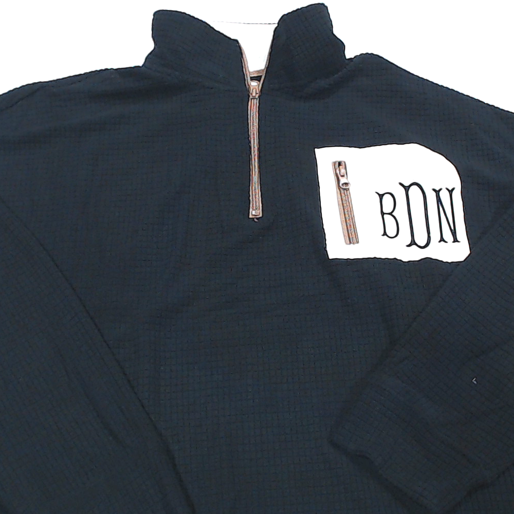BLOOPER CLOTHING: Monogrammed Grid Fleece Quarter Zip Pullover
