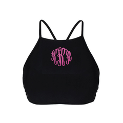 BLOOPER SWIM: Monogrammed High Neck Bikini Top