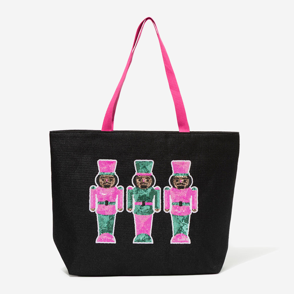 Holiday Sequin Tote Bag in Nutcracker