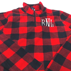BLOOPER CLOTHING: Monogrammed Plaid Fleece Pullover
