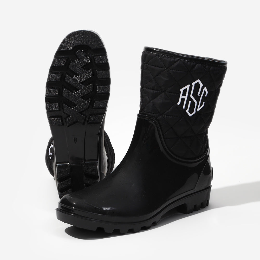 Bottom and side of Monogrammed Rain Boots