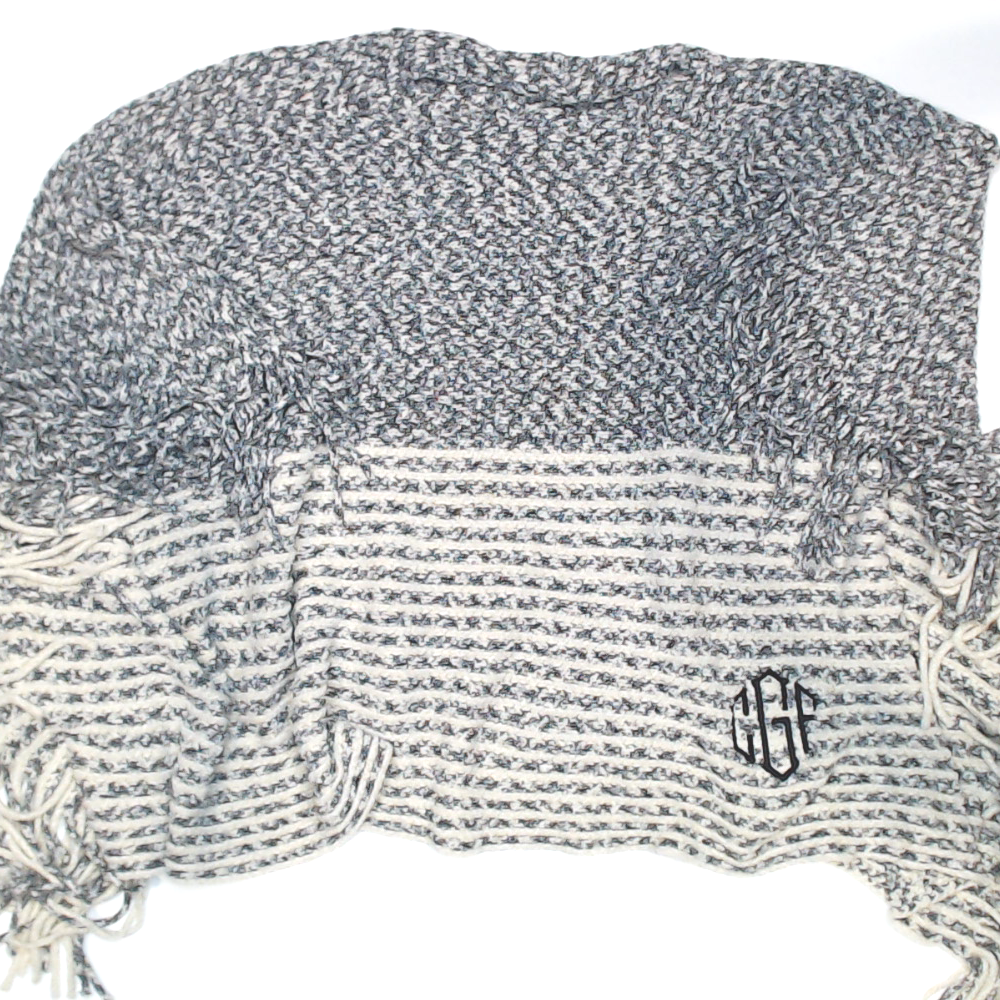 BLOOPER CLOTHING: Monogrammed Striped Chenille Poncho