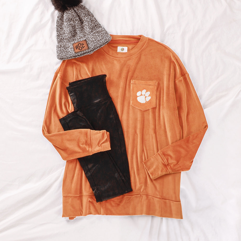 clemson softspun sweatshirt flatlay