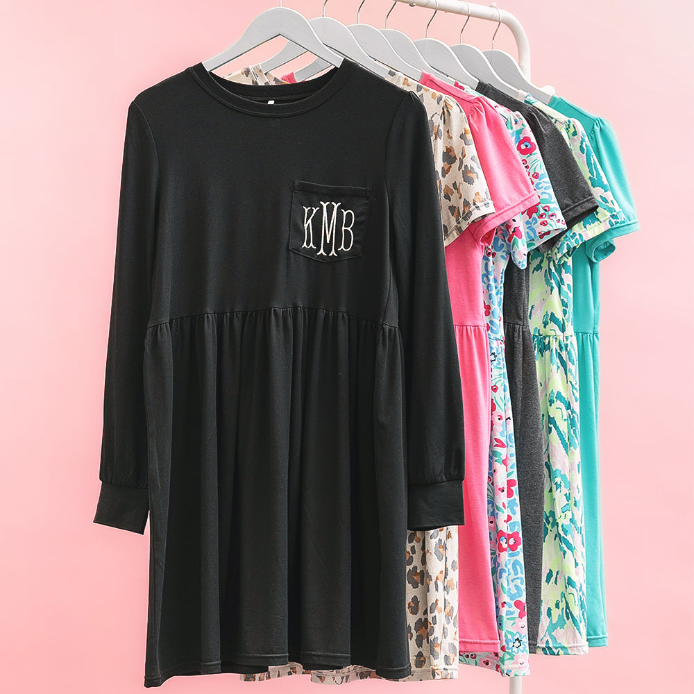 Monogrammed T-Shirt Dress, Short Sleeve