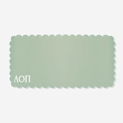 Alpha Omicron Pi Desk Mat in Light Mint | Faux Leather Sorority Desk Accessory