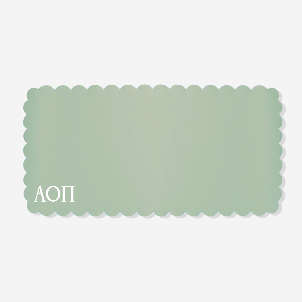 Alpha Omicron Pi Desk Mat in Light Mint | Faux Leather Sorority Desk Accessory