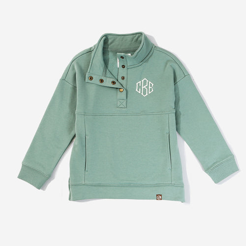 Monogrammed Kids Sweatshirt Tunic in Sage