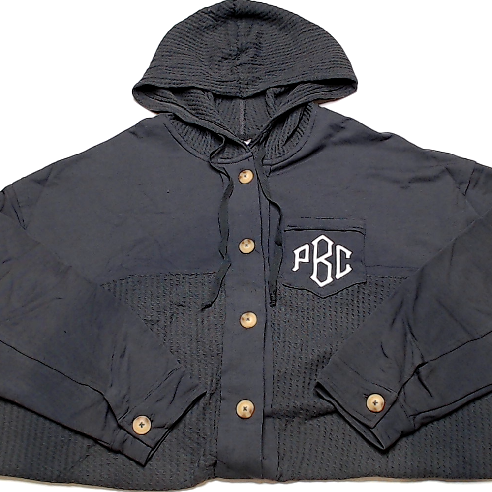 BLOOPER CLOTHING: Monogrammed Waffle Knit Shacket