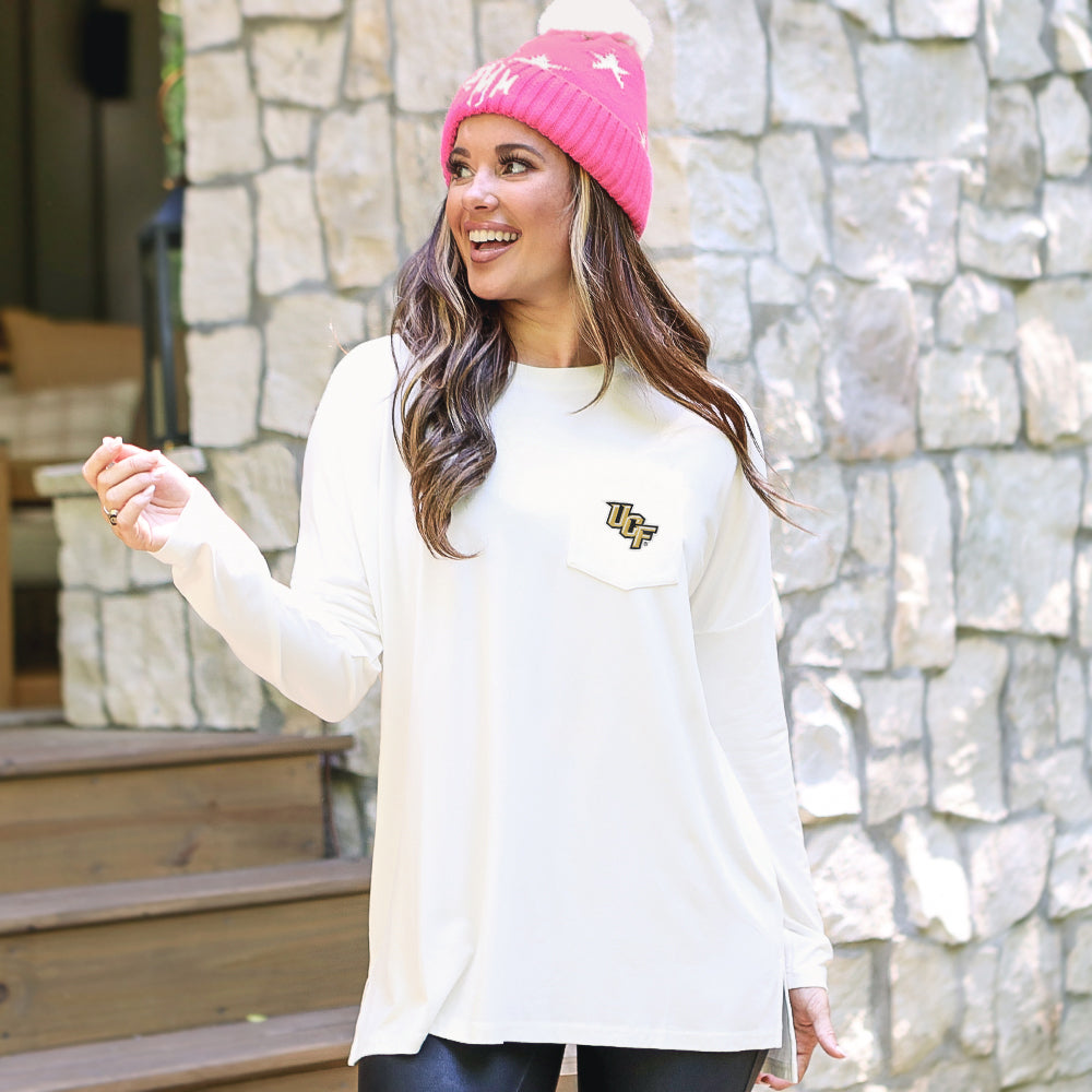 ucf white ivory personalized long sleeve tunic shirt