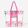 Monogrammed Clear Beach Tote in Painted Petals