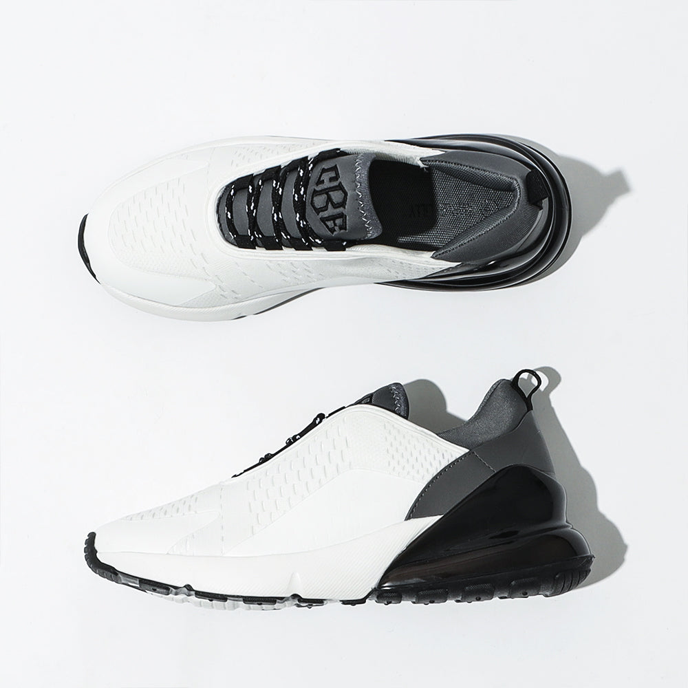 charcoal colorblock sneakers with top and side view