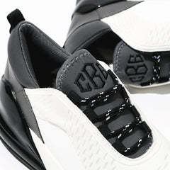 charcoal colorblock sneakers up close
