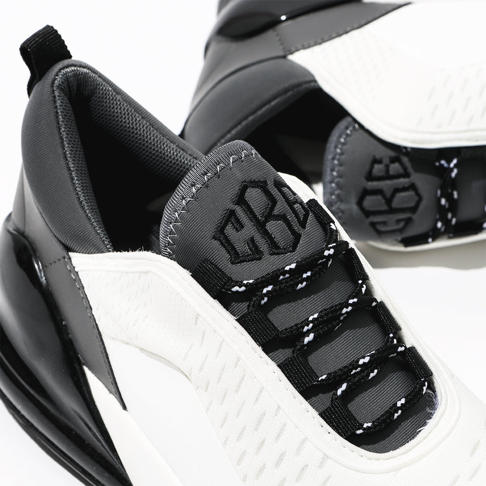 charcoal colorblock sneakers up close