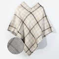 Reversible Poncho in Tan Plaid with print bubble