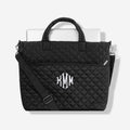 Monogrammed Quilted Laptop Bag in Black