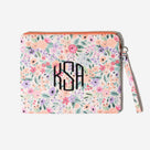Monogrammed Wristlet Pouch | Coral Floral