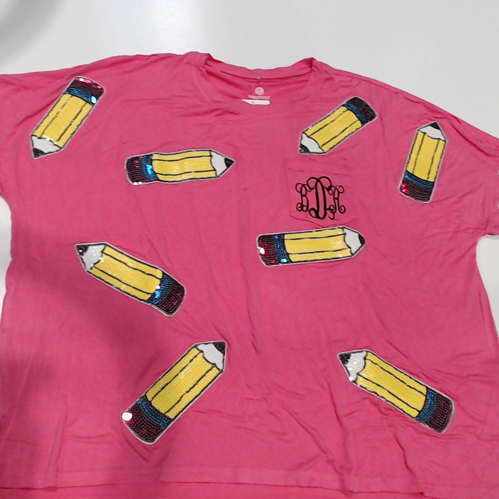 BLOOPER CLOHTING: Monogrammed Sequin Teacher Tee