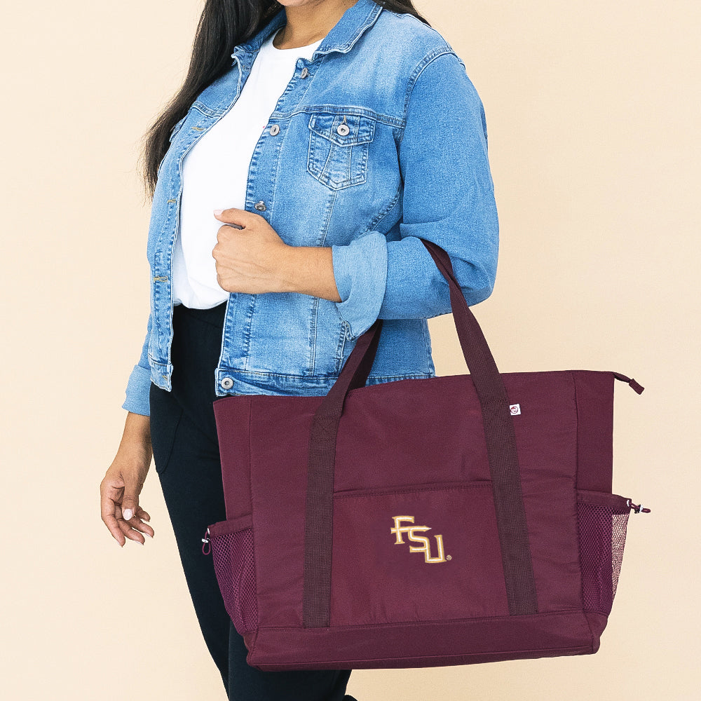 Florida State carry on tote on arm