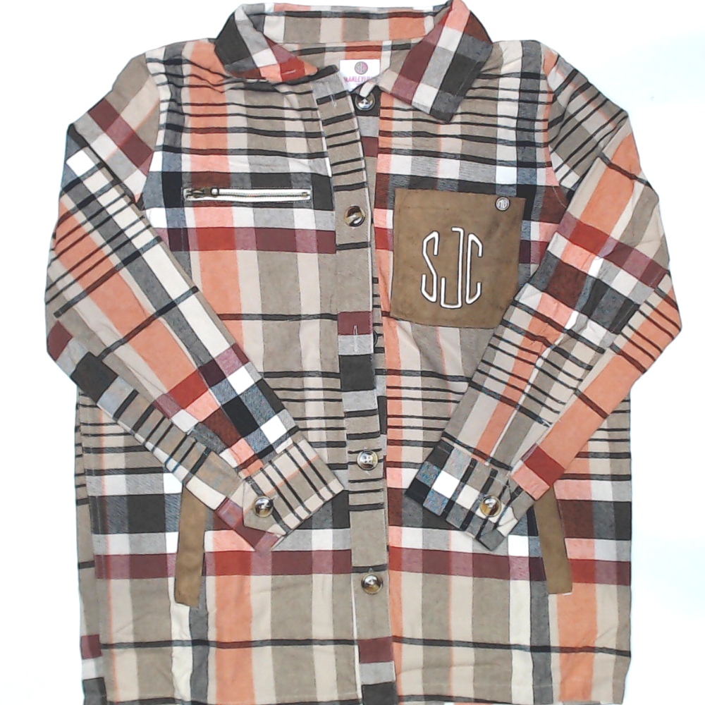BLOOPER CLOTHING: Monogrammed Plaid Shirt Jacket
