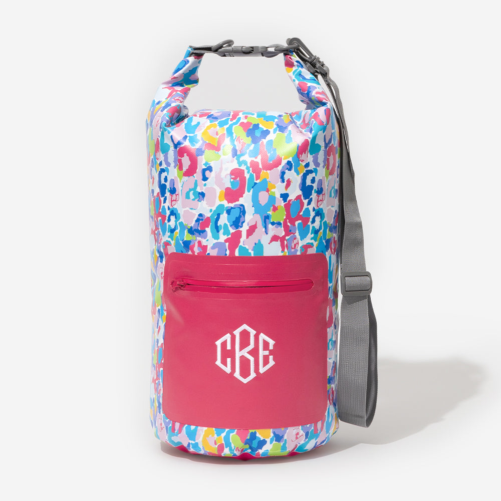 Monogrammed Dry Bag in Watercolor Cheetah