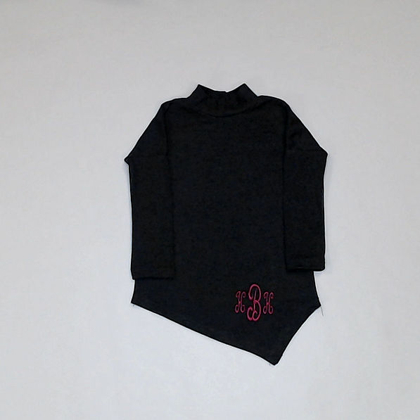 BLOOPER KIDS: Monogrammed Kids Asymmetrical Turtleneck Tunic