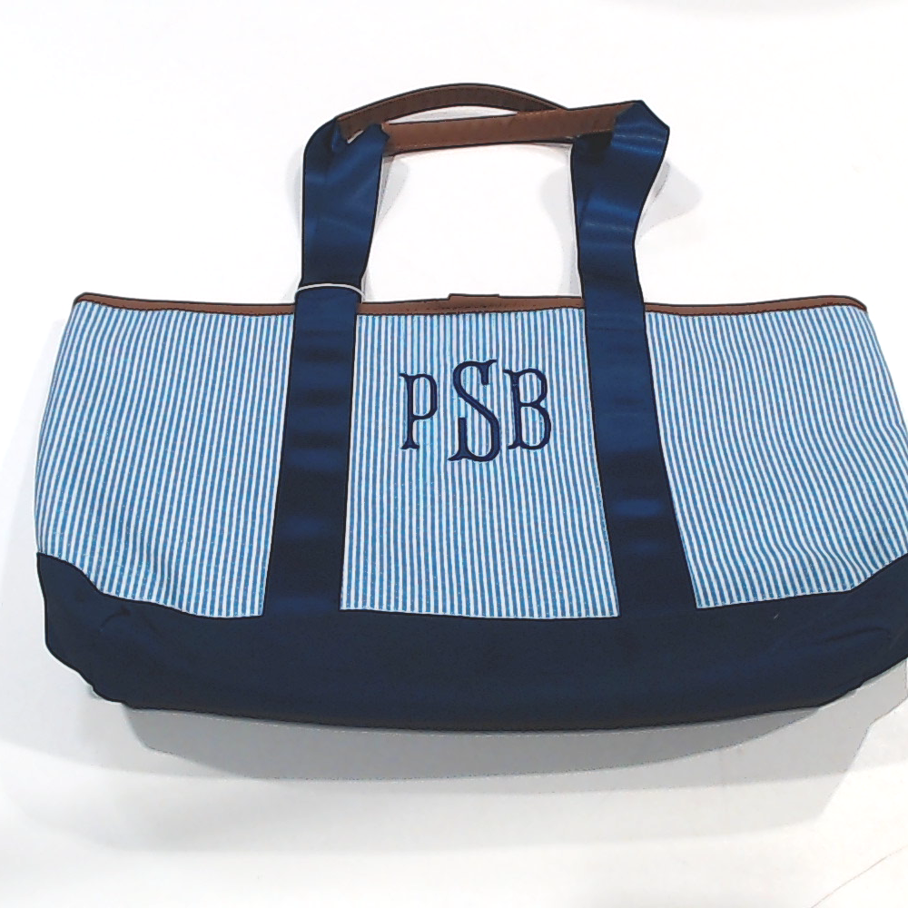 BLOOPER BAG: Monogrammed Seersucker Tote Bag