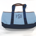 BLOOPER BAG: Monogrammed Seersucker Tote Bag