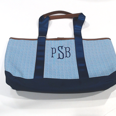 BLOOPER BAG: Monogrammed Seersucker Tote Bag
