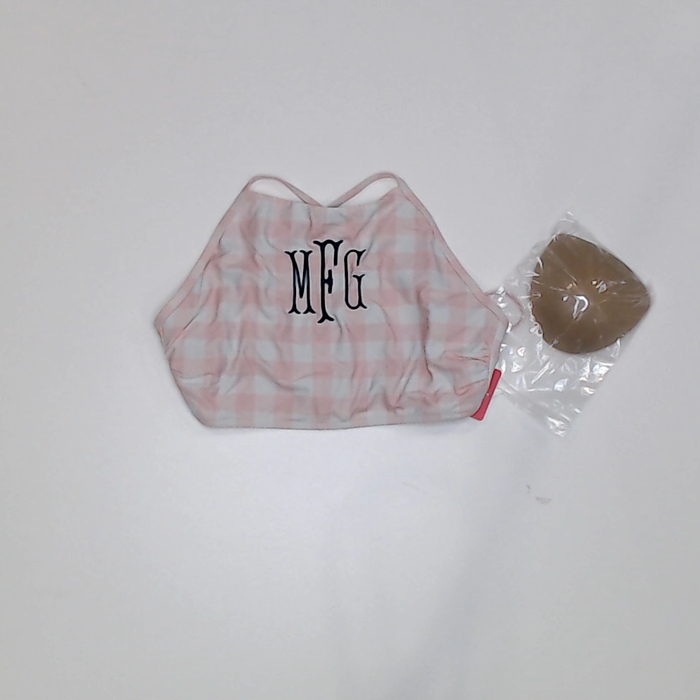 BLOOPER SWIM: Monogrammed High Neck Bikini Top