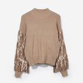 Sequin Fringe Sweater in Tan