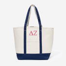 Delta Zeta Large Canvas Tote | Ivory and Navy