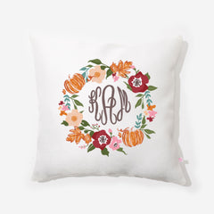 Personalized Fall Pillow in Autumn Wreath 1