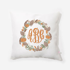 Personalized Fall Pillow in Autumn Wreath 1