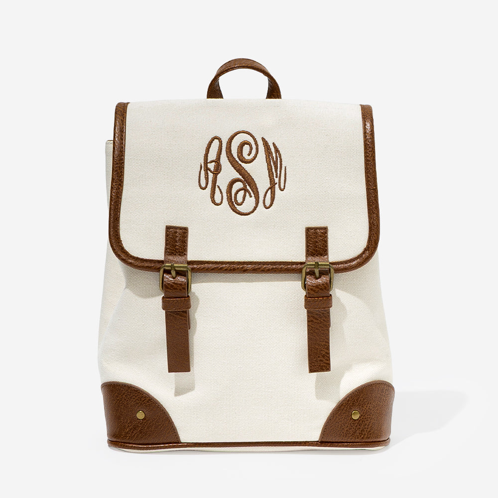 backpack name monogram leather MINI padded laptop compartment for a 16 Macbook MINI MONOGRAM BACKPACK - BROWN