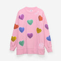 monogrammed sequin hearts sweatshirt in pink