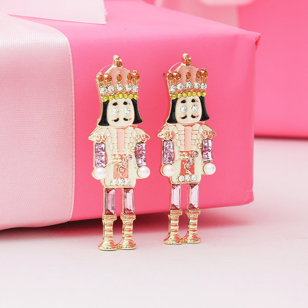 jewel nutcracker pink earrings