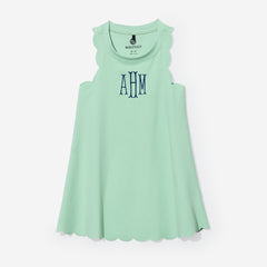 monogrammed girls scallop dress in mint