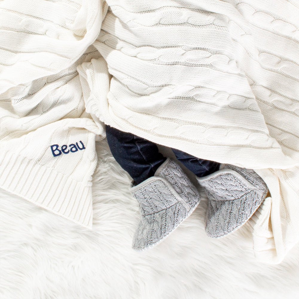 ivory personalized baby blanket with name embroidered