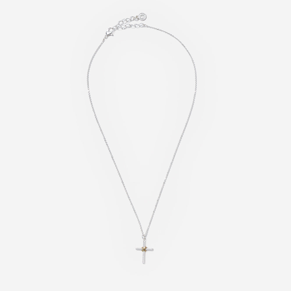 Cable Cross Necklace