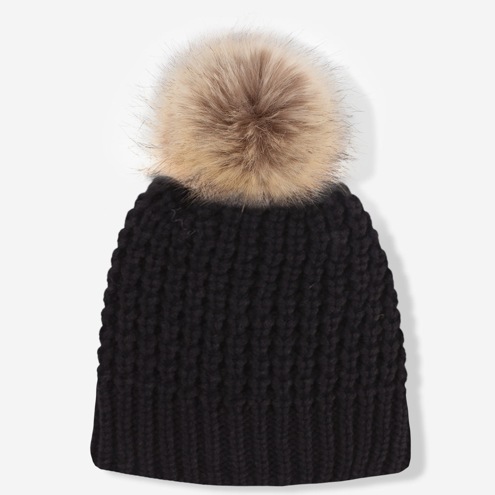 Chunky Knit Beanie in Black