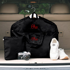 ohio state packable garment bag with packable duffel bag