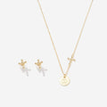 Monogrammed Cross Necklace Set | Gold