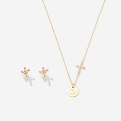 Monogrammed Cross Necklace Set | Gold