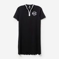 monogrammed quarter zip dress in black sp26