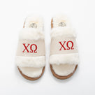 Chi Omega Fuzzy Slippers | Ivory